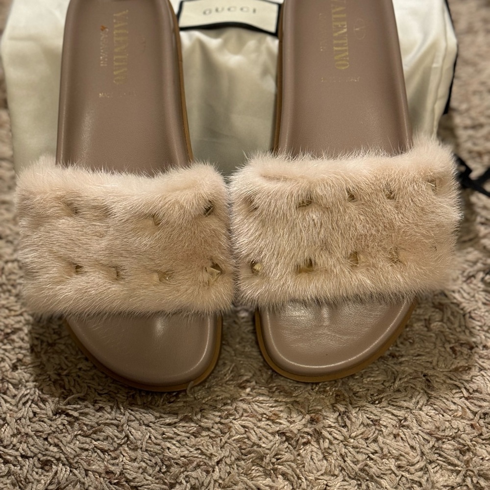 Valentino Garavani Mink Slides